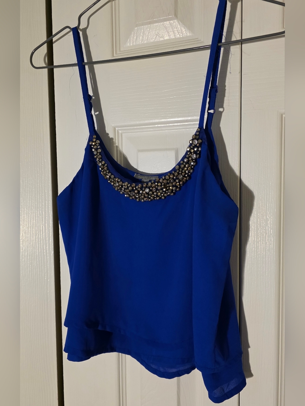 Charlotte Russe Electric Royal Blue Beaded Trim Spaghetti Strap Tank Small - Picture 3 of 11